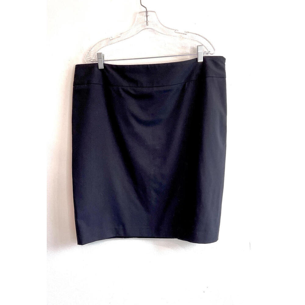 Liz Claiborne Black Polyester Pencil Skirt Size 16 Double Pleats In Back